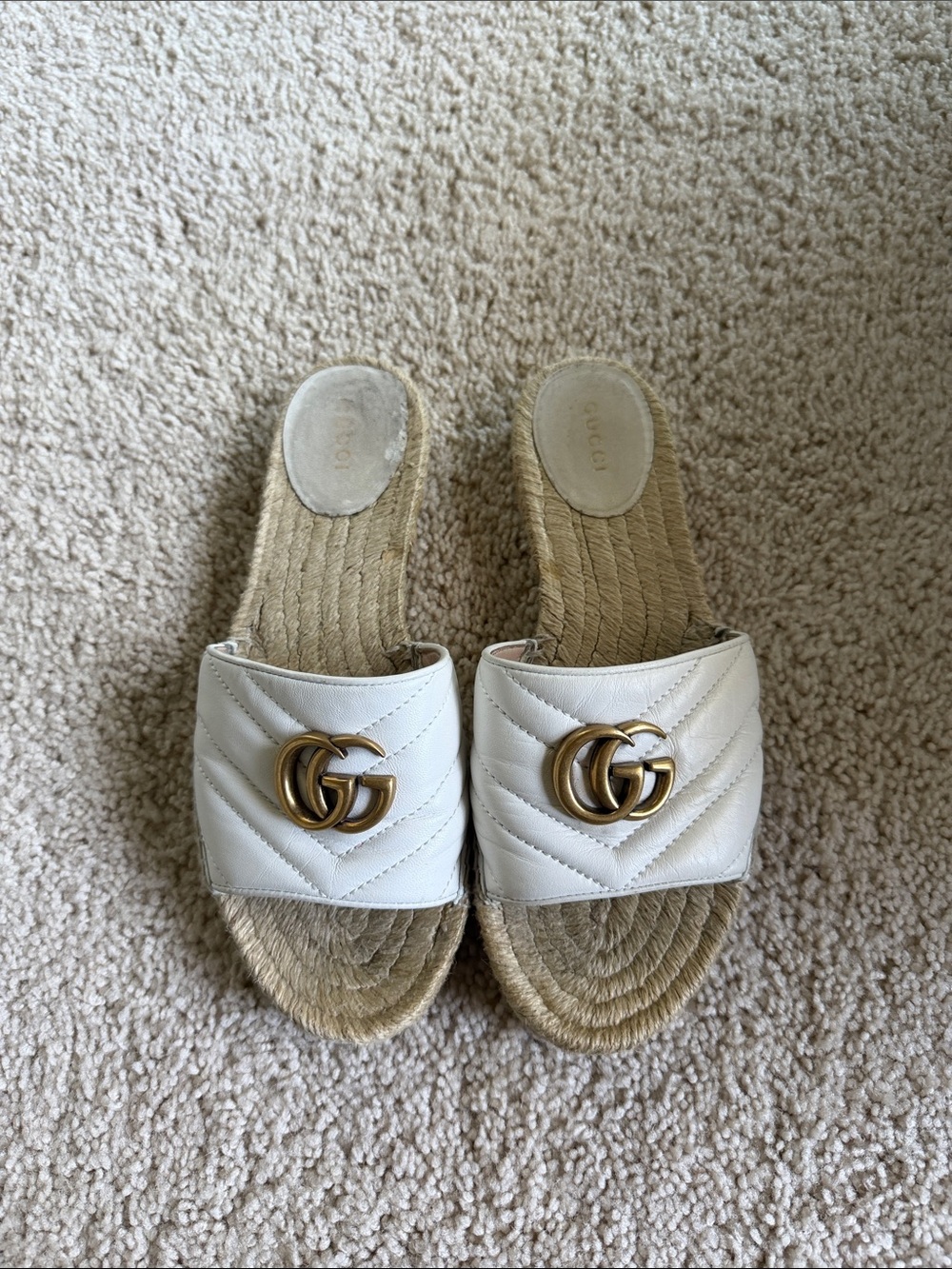 $165 THIS WEEKEND ONLY!!
 White Leather Gucci Espadrille Sandals